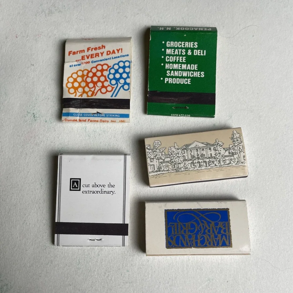 Vintage Matchbooks Lot of 5 Williamsburg Inn Cumberland‎ Farms Hometowne Markets